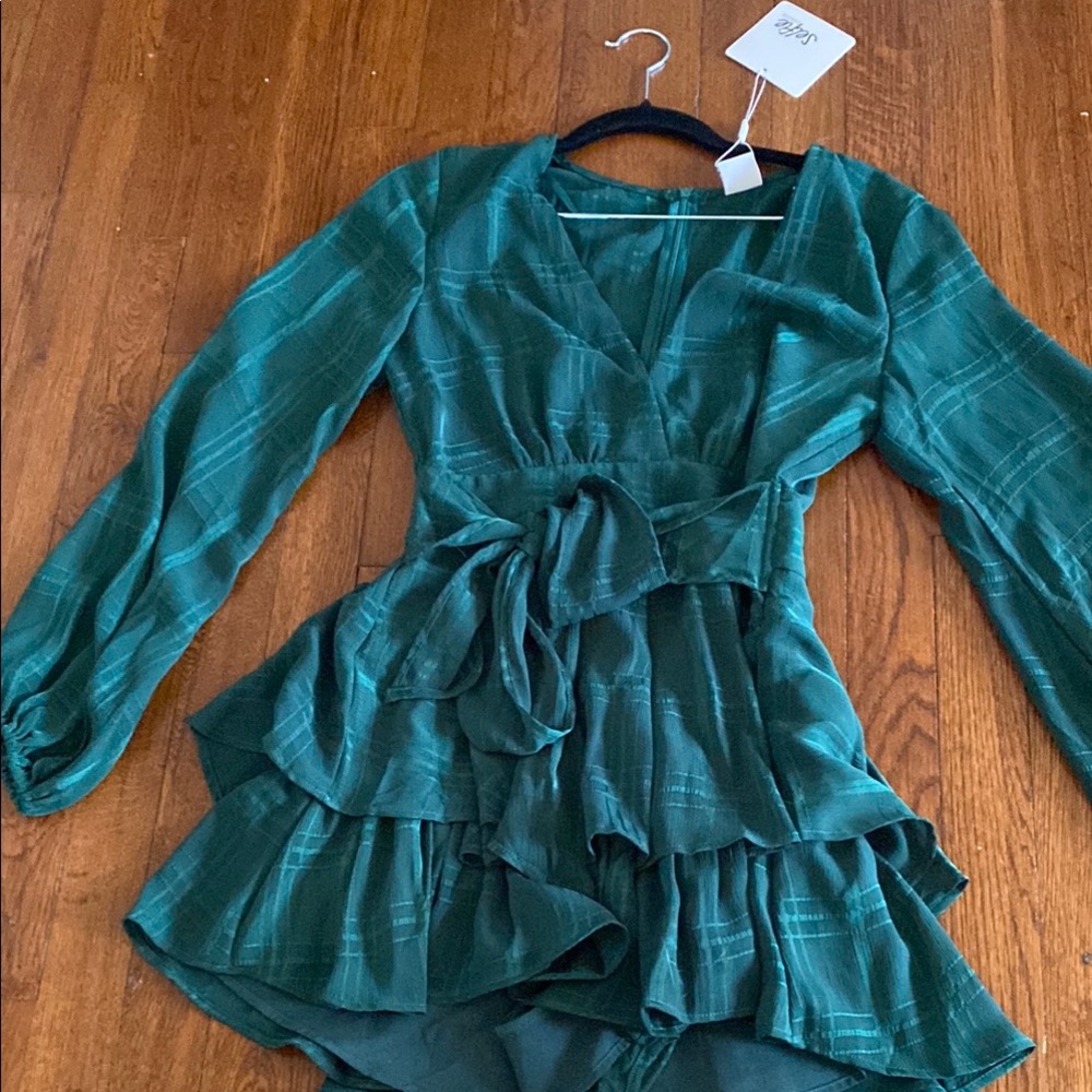 NWT Selfie Leslie Green Plaid Romper Size S / AUS 8